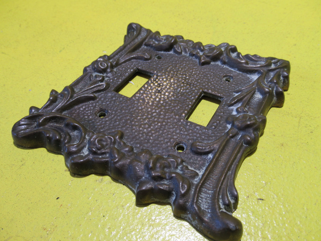 Victorian Style Brass Double Switch Light Surround   130H x 130W x 10D