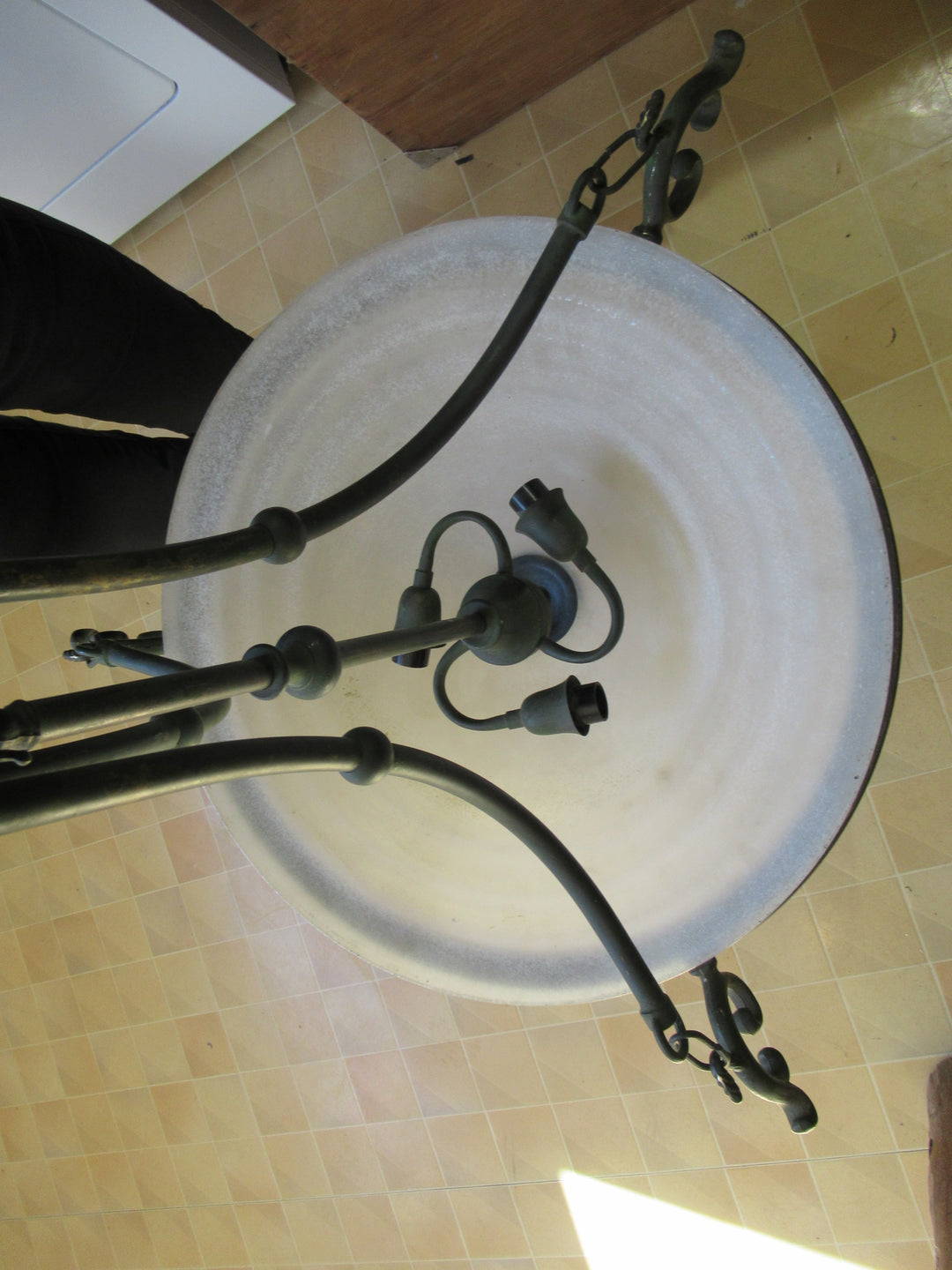 Modern Green Paint Tarnish Effect Ceiling Pendant Light with Large Glass Dome   740H x 740W