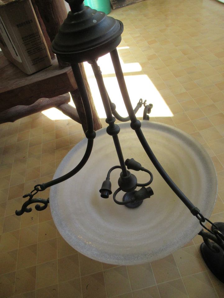Modern Green Paint Tarnish Effect Ceiling Pendant Light with Large Glass Dome   740H x 740W