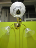 Retro Brass Effect 3 Way Ceiling Light with small Patterned Bell Shades   285H x 500Dia