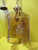Retro Brass Effect Ceiling Light with 4 Amber Glass Panes   890H x 175W