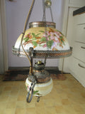 Copper Victorian Parlour Light with Hand painted Shade  Height Adjustable x 435W