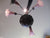 Pressed Copper Ceiling Pendant Light with Mauve Tulip Shades   1100H x 580Dia   Rose 150W  Pendant 360H