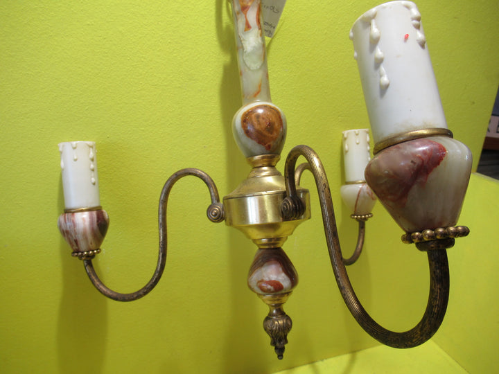 Vintage Pendant ceiling Brass & Marble Light   570H x 350Dia   Rose 95Dia