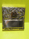 Polished Brass Push Button Door Bell with Name Plate   77 Dia