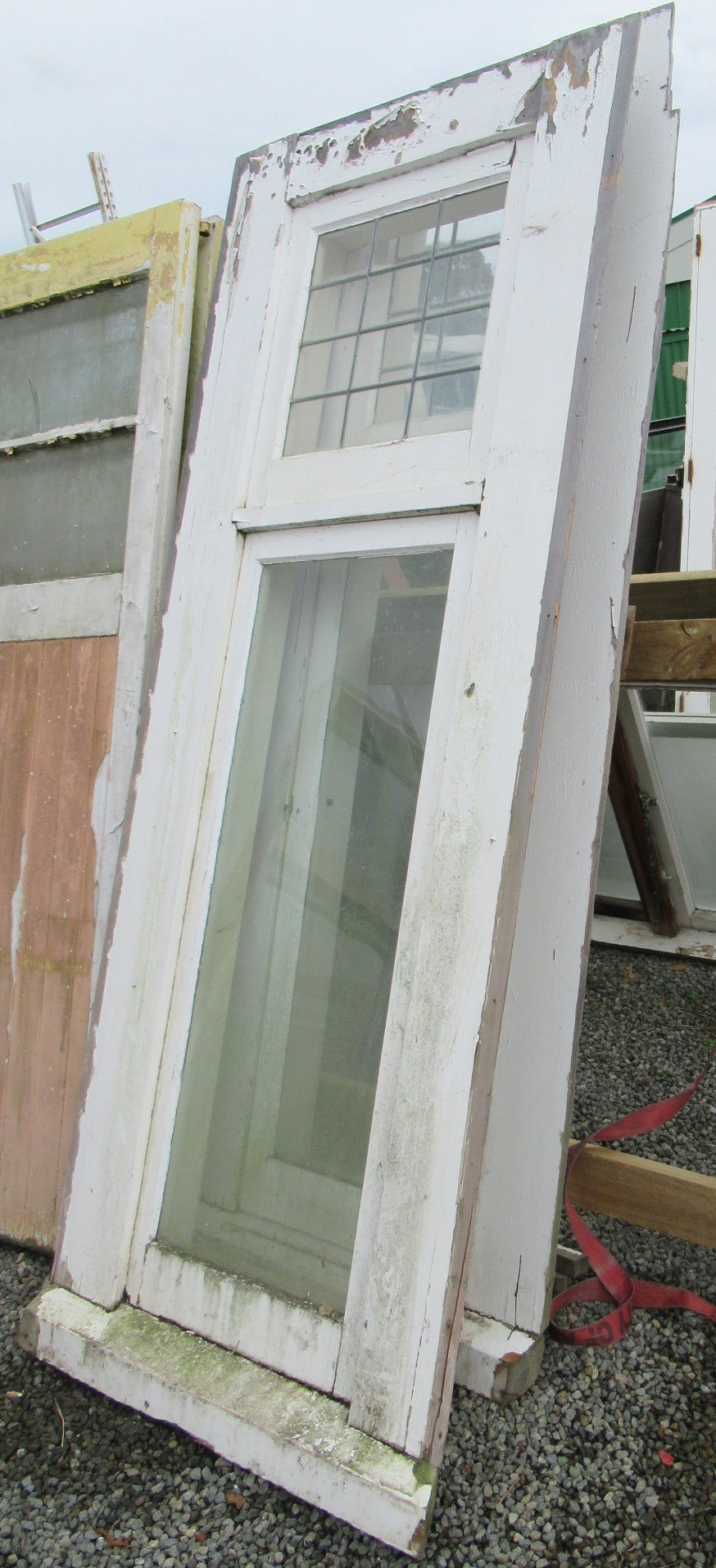Villa Single Opening Leadlight Fan Lite & Clear Glass Casement Window   2160H x 630W x 140D