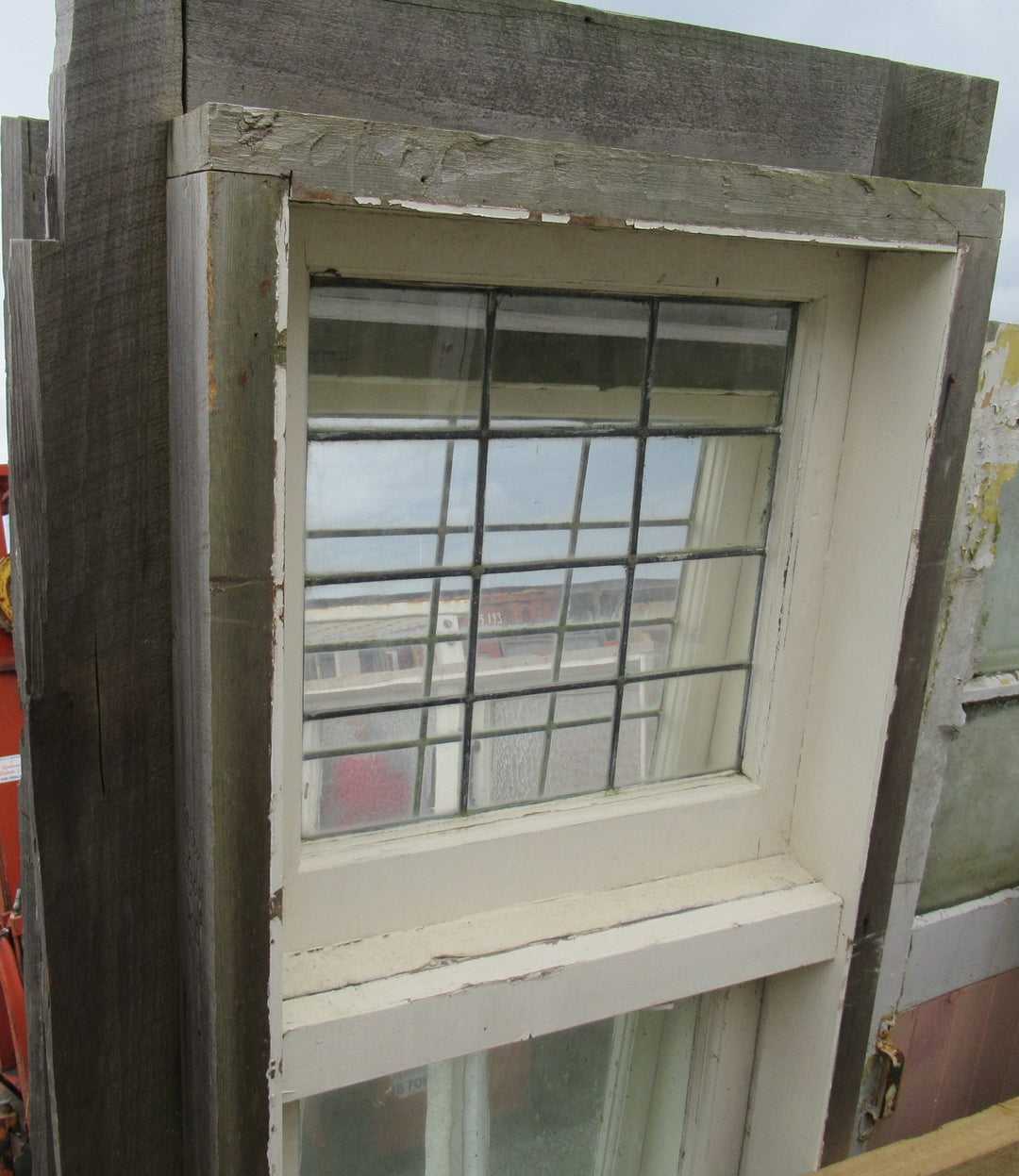 Villa Single Opening Leadlight Fan Lite & Clear Glass Casement Window   2160H x 630W x 140D