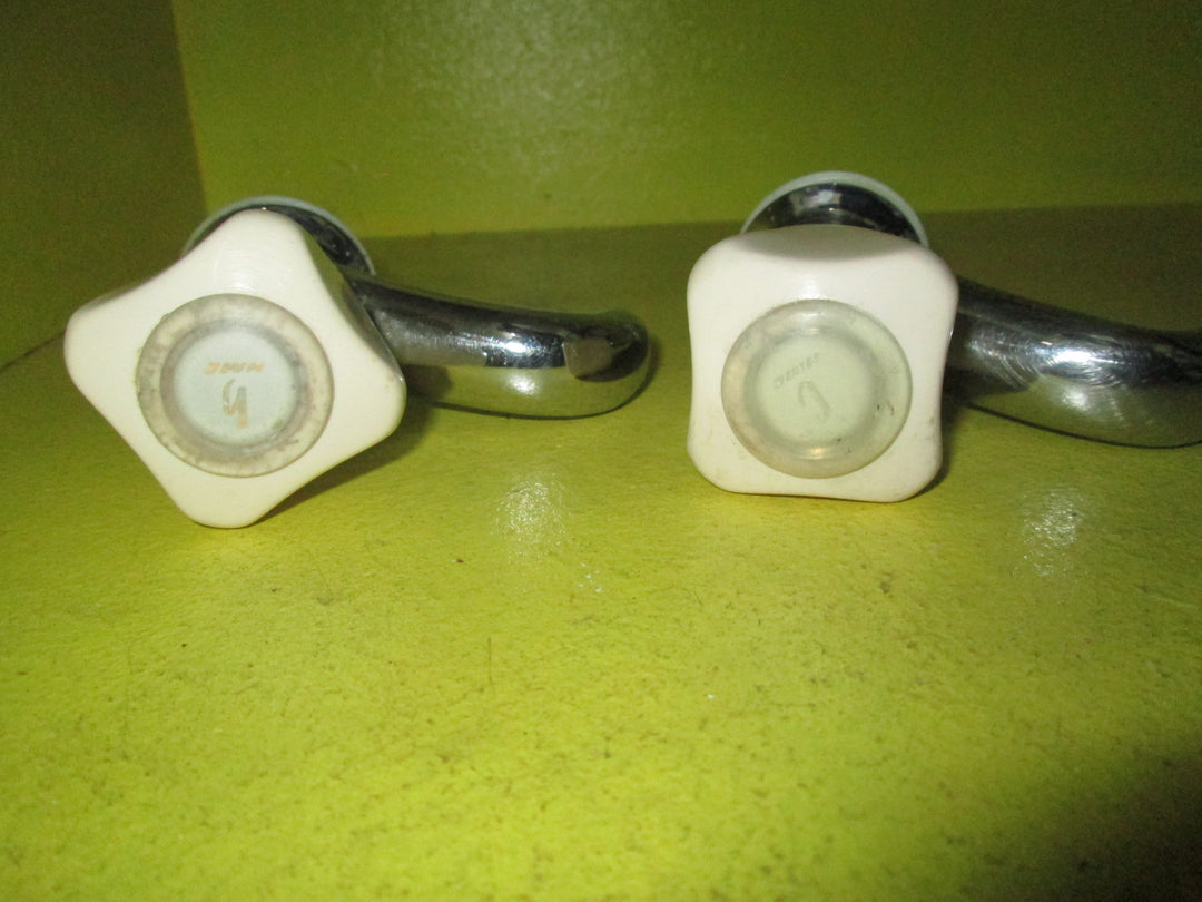 Soft Peach & Chrome Basin Taps 15mm 80H x 45SQ x 110D