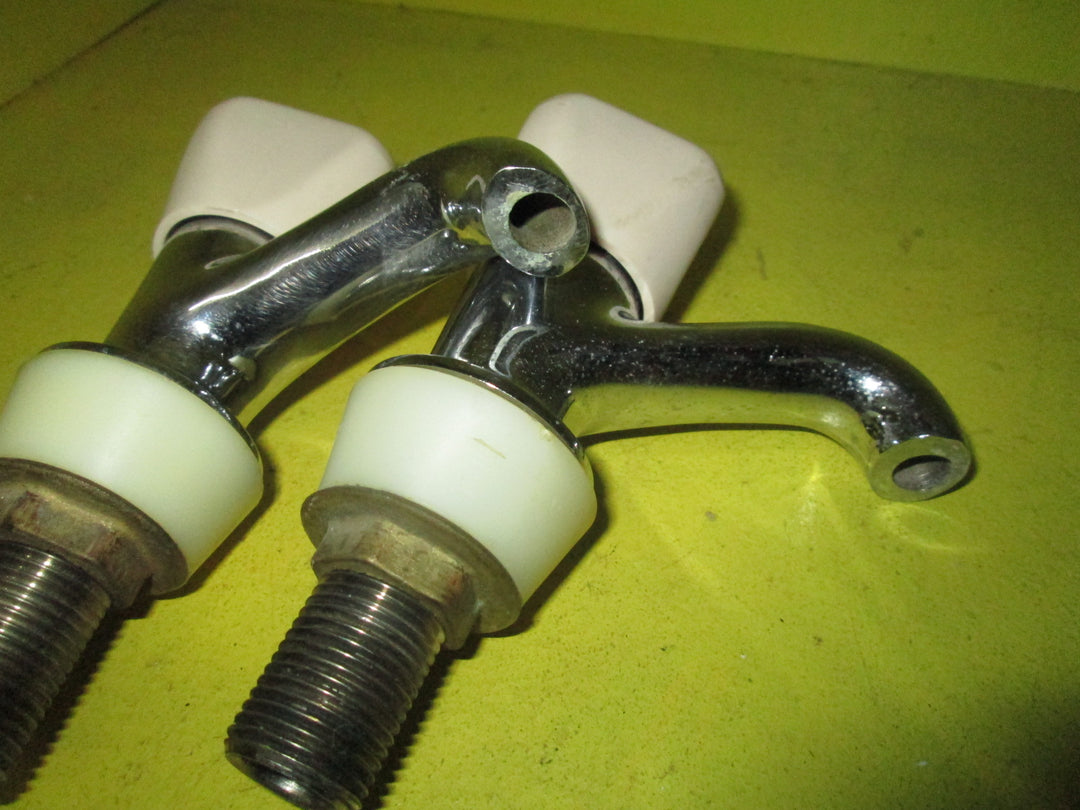 Soft Peach & Chrome Basin Taps 15mm 80H x 45SQ x 110D
