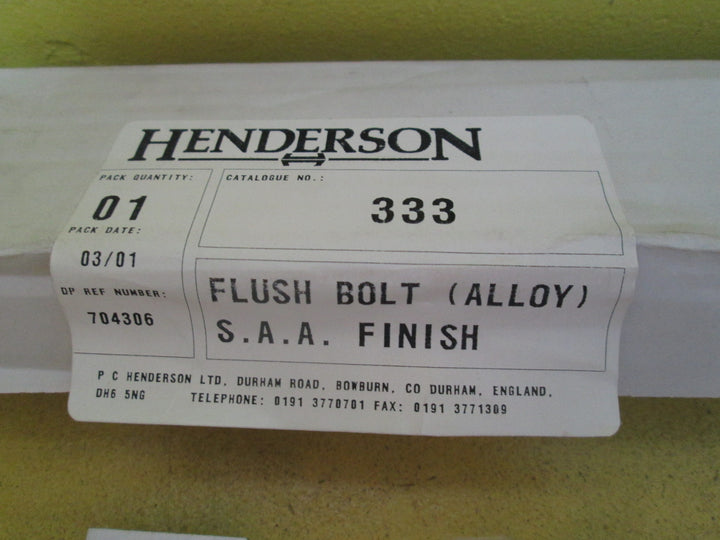 Henderson 333 Flush Bolt Alloy Satin 105L x 35W x 10D