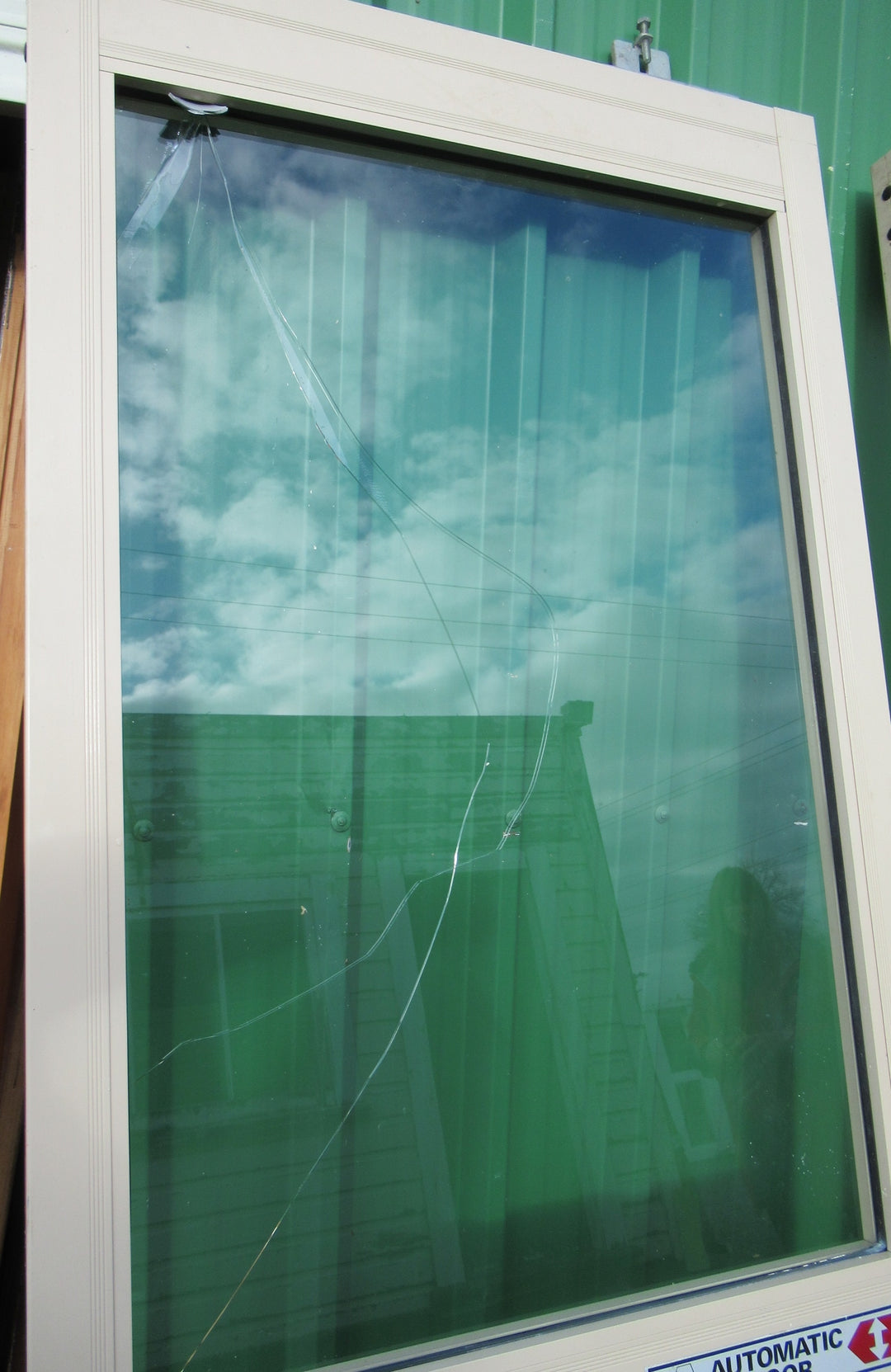Pair of Aluminium Almond Ivory Automatic Doors (No Motor)   2090H x 740W x 40D