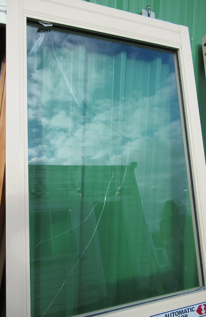 Pair of Aluminium Almond Ivory Automatic Doors (No Motor)   2090H x 740W x 40D