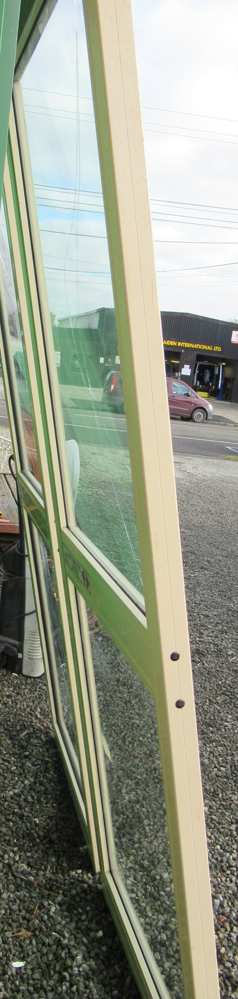 Pair of Aluminium Almond Ivory Automatic Doors (No Motor)   2090H x 740W x 40D