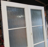 3 Lite Internal French Doors (Rimu) with Rainfall Glass   2030H x 750W x 40D