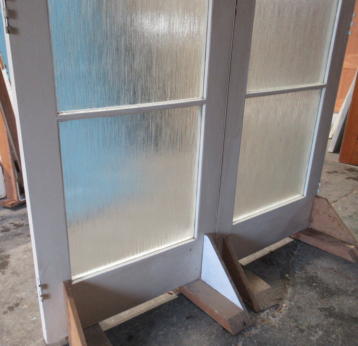 3 Lite Internal French Doors (Rimu) with Rainfall Glass   2030H x 750W x 40D