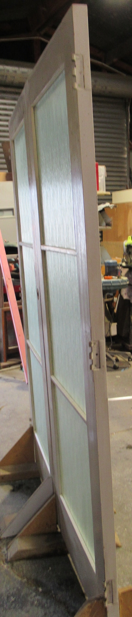 3 Lite Internal French Doors (Rimu) with Rainfall Glass   2030H x 750W x 40D