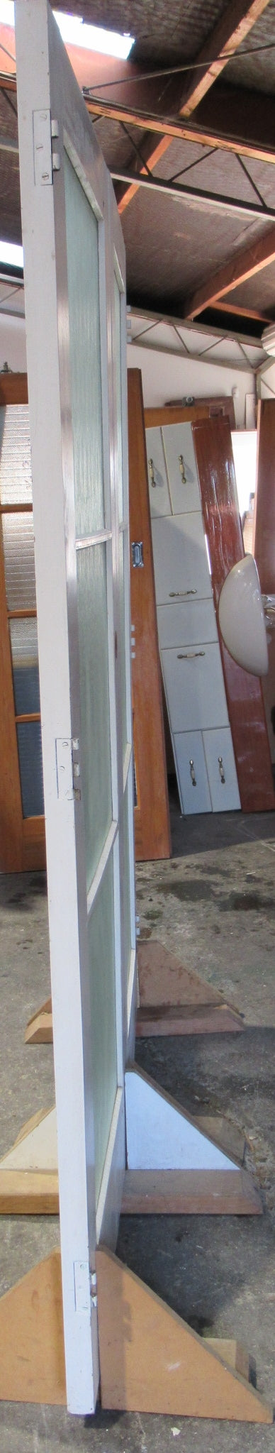 3 Lite Internal French Doors (Rimu) with Rainfall Glass   2030H x 750W x 40D