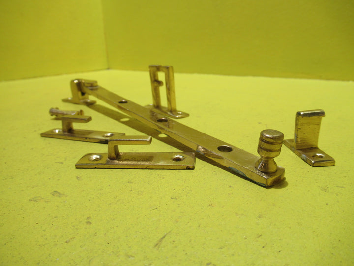 Polished Brass Casement Stay - Rectangle End 2 Holed with Ribbed Nub   250L x 13W