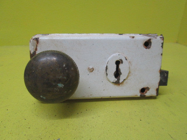 Vintage Narrow Round Edge Rim Lock with Brass Handles (2)