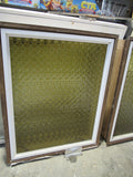 1 Lite Opening Brown/White Aluminum Window with Amber Cross Pattern Glass 1000H x 800W x 170D