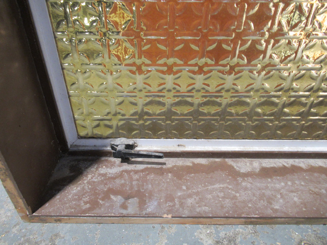 1 Lite Opening Brown/White Aluminum Window with Amber Cross Pattern Glass 1000H x 800W x 170D