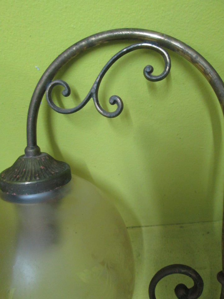 Rustic Brass Effect Wall Light with pattern Light shade. 260H x 260D x 180W