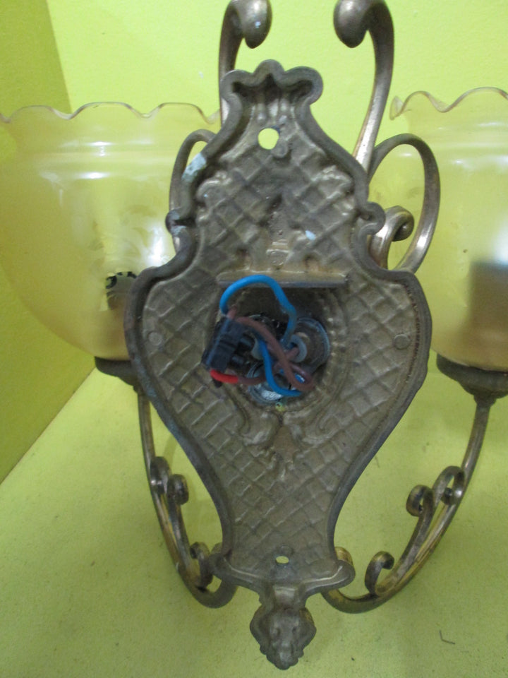 Rustic Brass Effect Wall Light with pattern Light shade. 260H x 260D x 180W