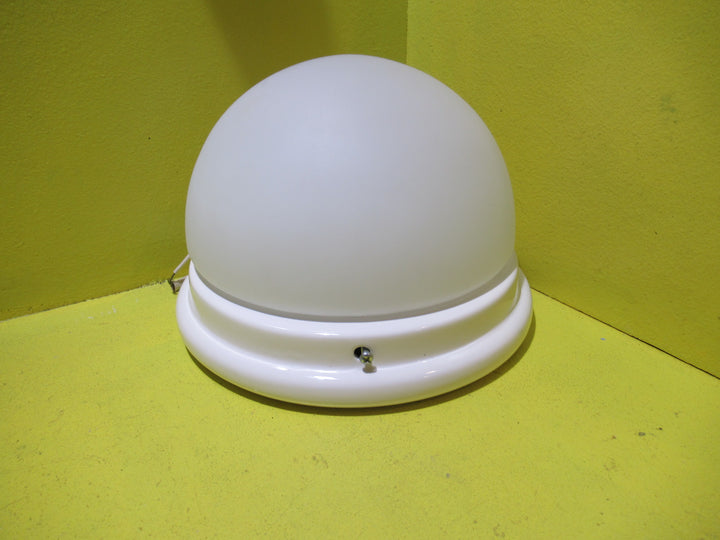 White Porcelain Base with Frosted Shade Light Fitting   225L x 150H x 150D