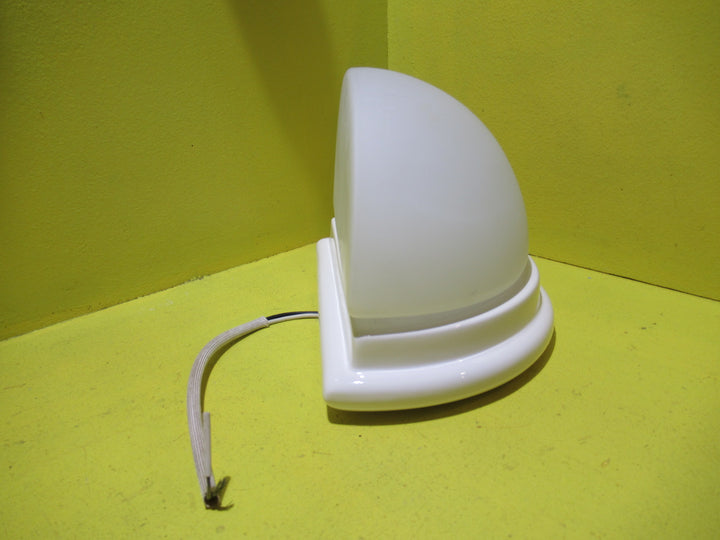 White Porcelain Base with Frosted Shade Light Fitting   225L x 150H x 150D
