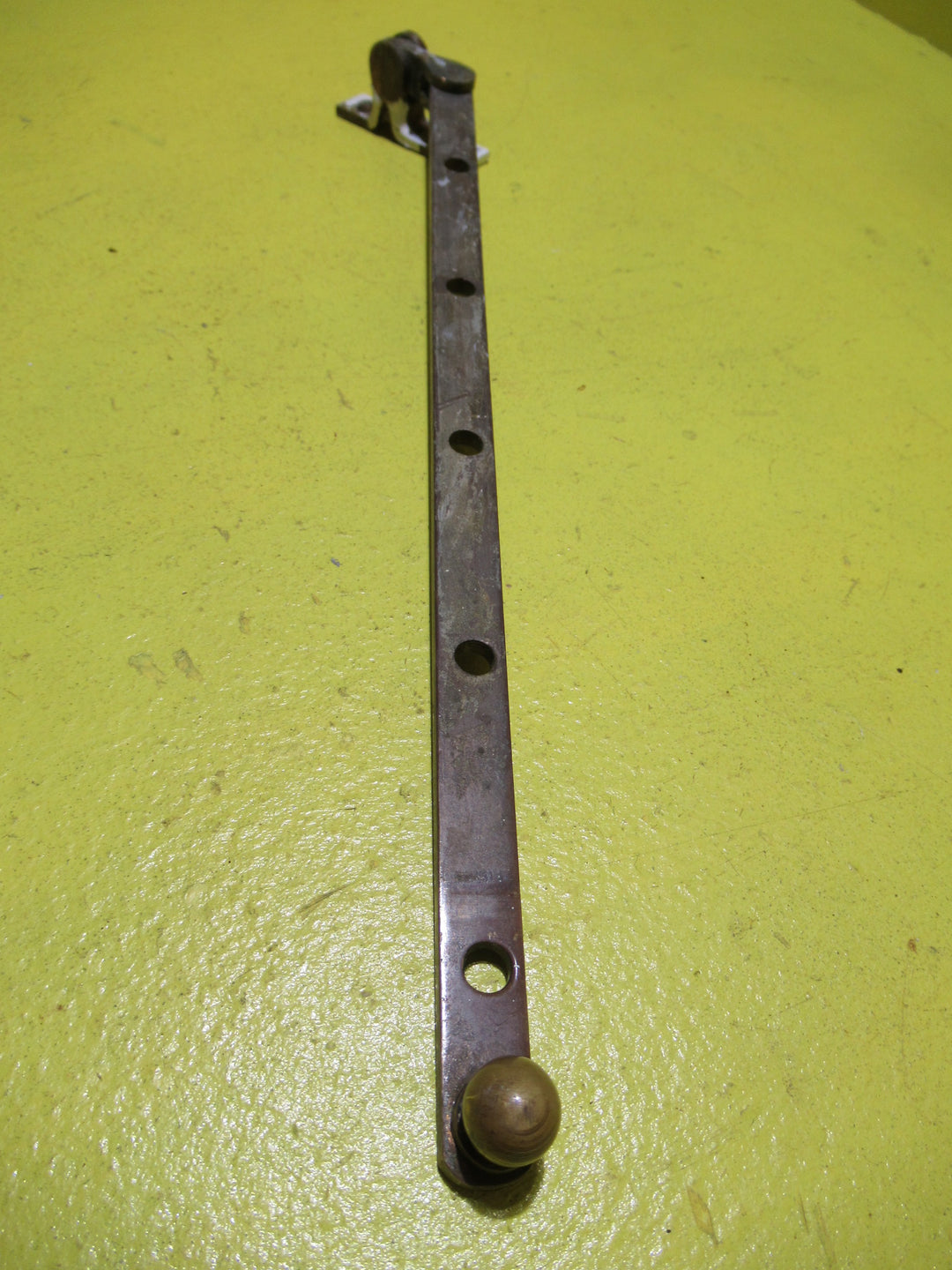Ball End Brass Casement stay with 2 hole Rectangle Plate   280L x 10W