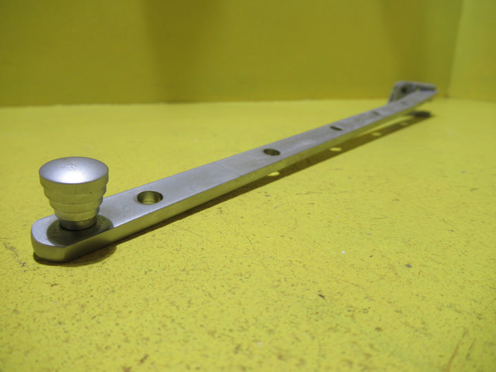 Brushed Chrome Casement Stay with 2 Hole Rectangle Plate and Vortex End   325L x 10W