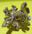 Retro Metal Brass Effect Knob with Fancy Plate & Flowery Handle