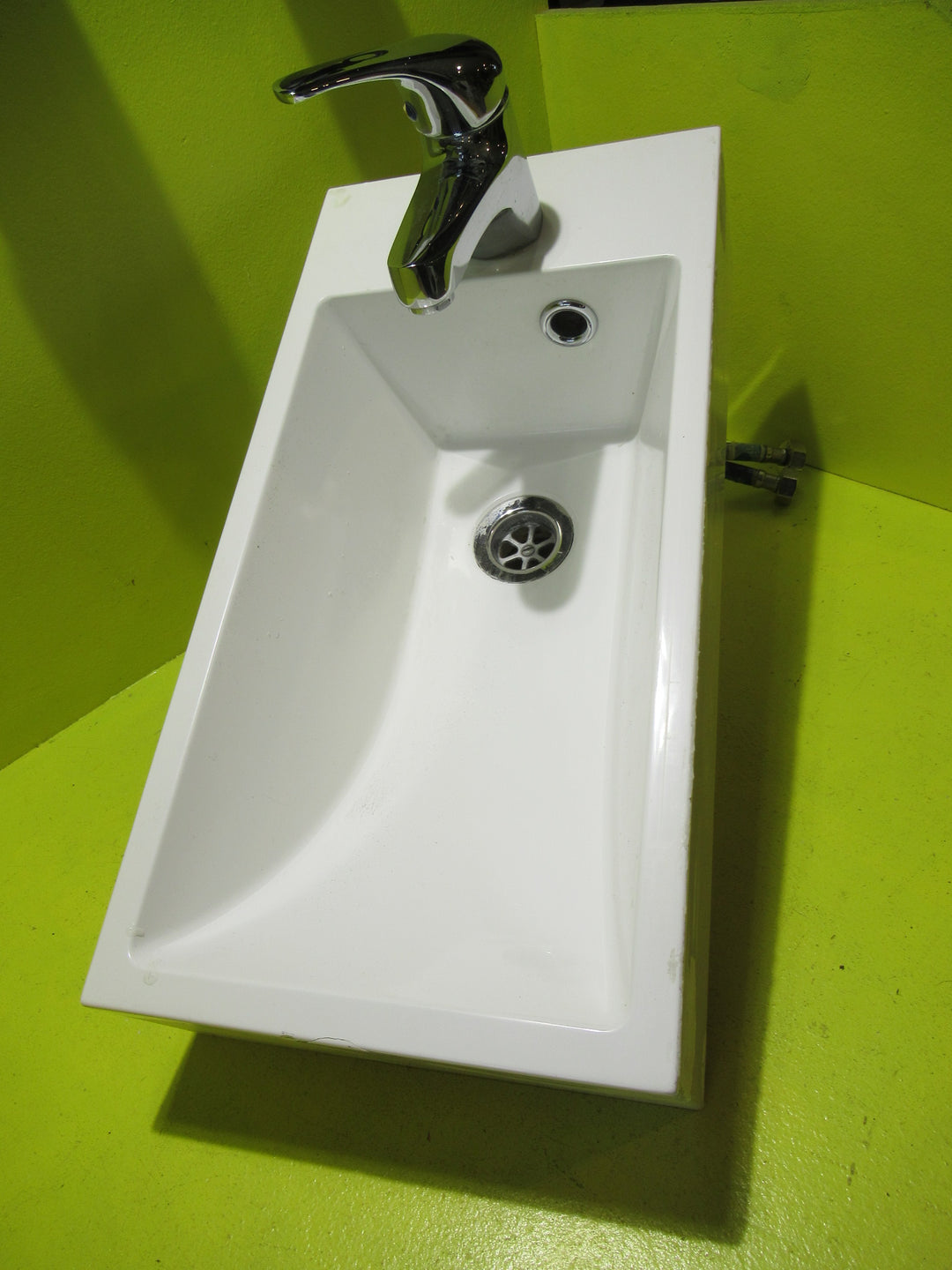 White Narrow Bathroom Basin  500L x 250W x 220D with Tap 370D