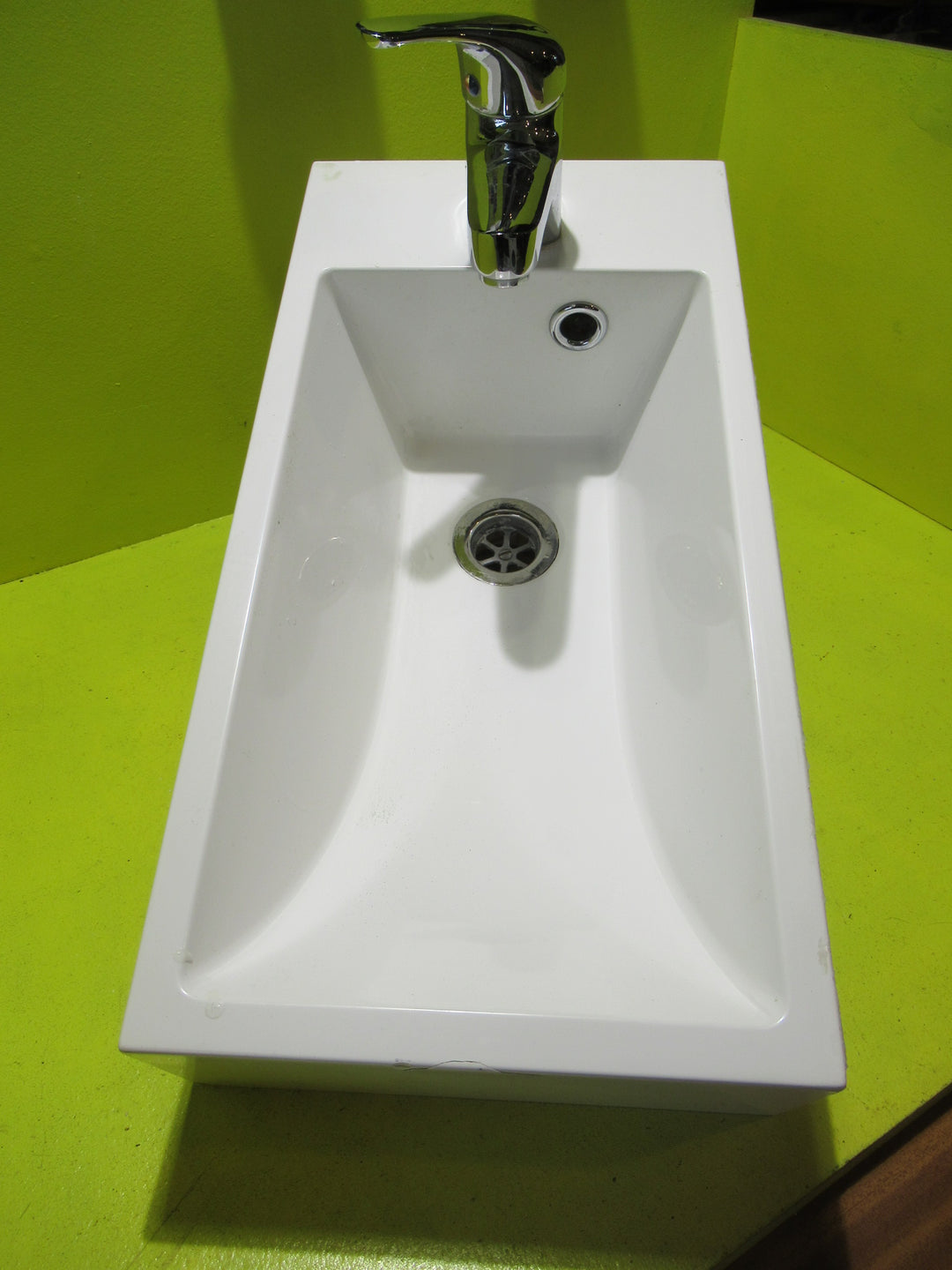 White Narrow Bathroom Basin  500L x 250W x 220D with Tap 370D