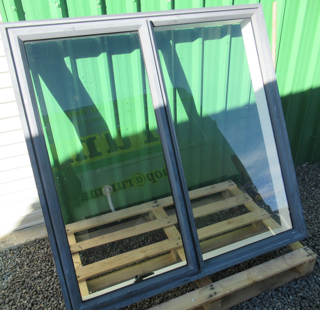 Grey Aluminium 2 Lite Single Opening Window with Clear Glass   1200H x 1200W