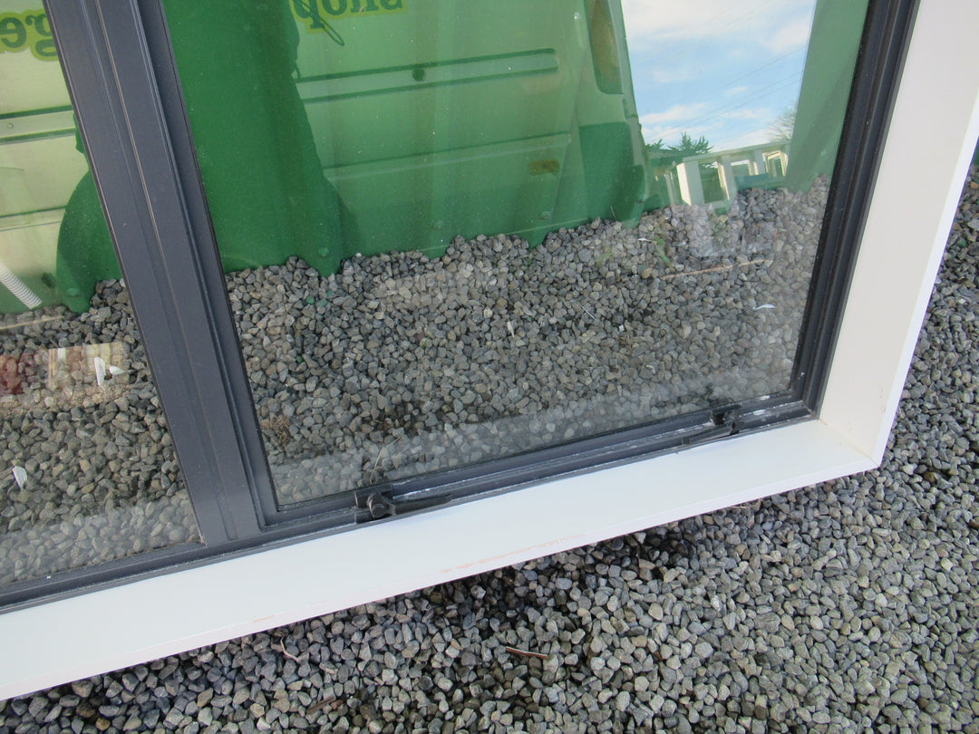 Grey 2 Lite Aluminium Window with Single Opening and clear Glass   1600W x 1000H
