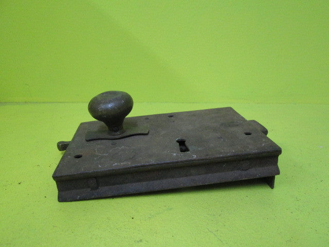 Victorian Steel Case Rim Lock with Pull Knob