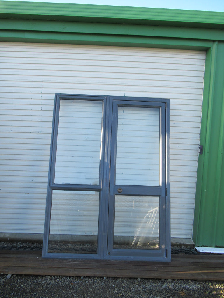 Grey Aluminium Front Entrance/Entrance Door with Opening Window 1940H x 700W/Frame 2000H x 1475W x 150D