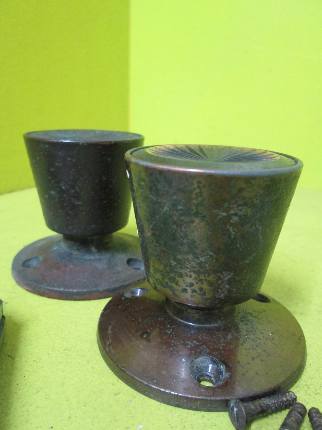Bronze Effect Conical Knob with Mortice, Key Hole Covers & Key 47-65D x 60H Mortice 150L x 20H x 80D