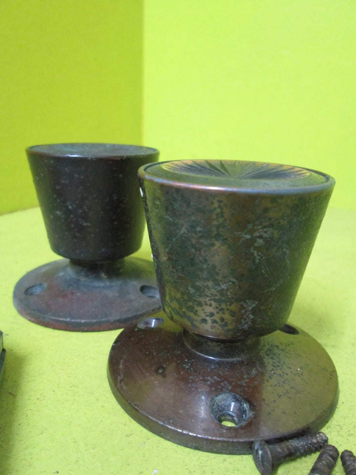 Bronze Effect Conical Knob with Mortice, Key Hole Covers & Key 47-65D x 60H Mortice 150L x 20H x 80D