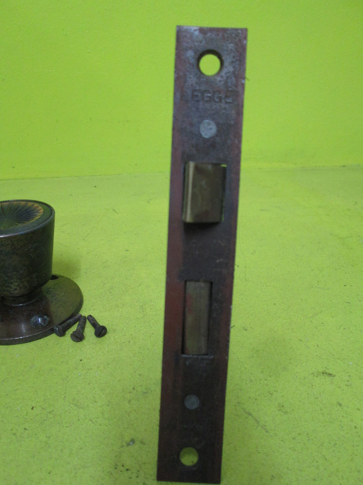Bronze Effect Conical Knob with Mortice, Key Hole Covers & Key 47-65D x 60H Mortice 150L x 20H x 80D