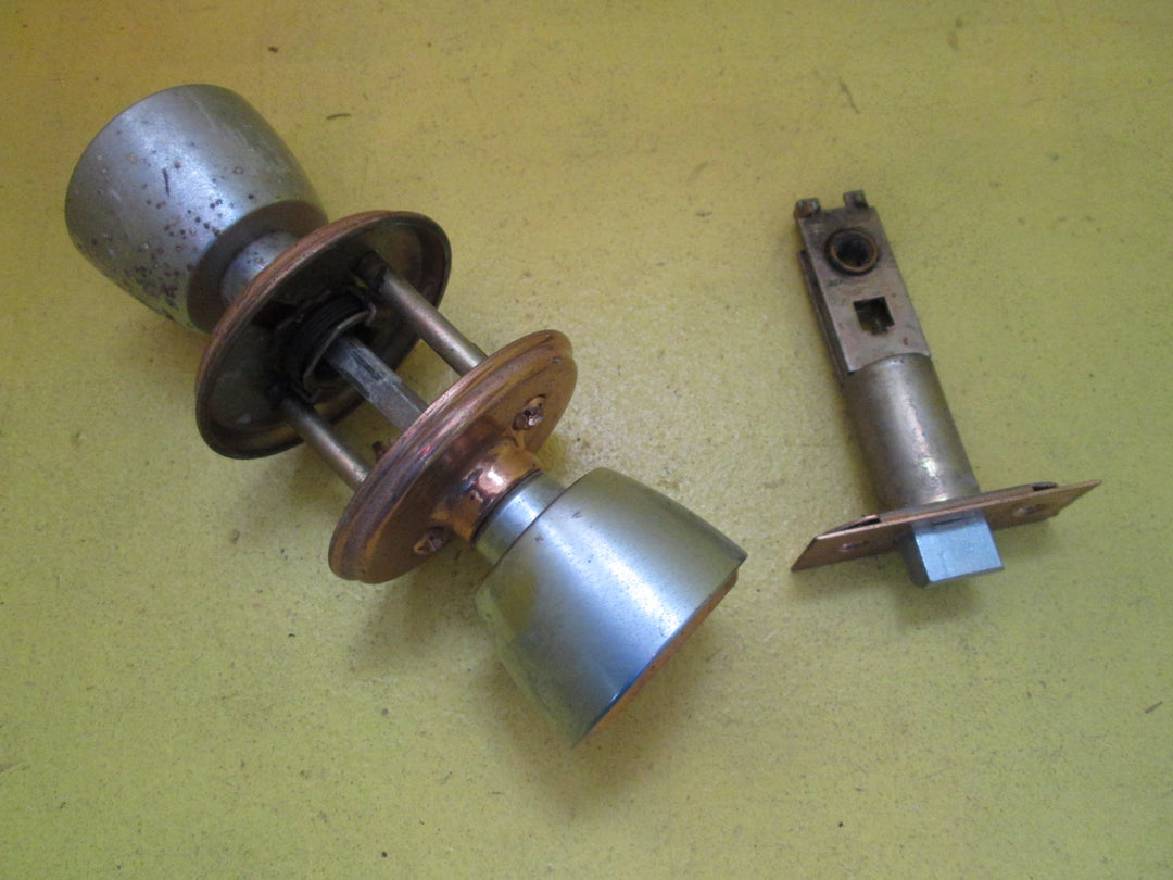 Conical Brush Chrome & Copper Effect Knob Handle and Mortice 48D  x 60H/65L x 30W/70 Axial