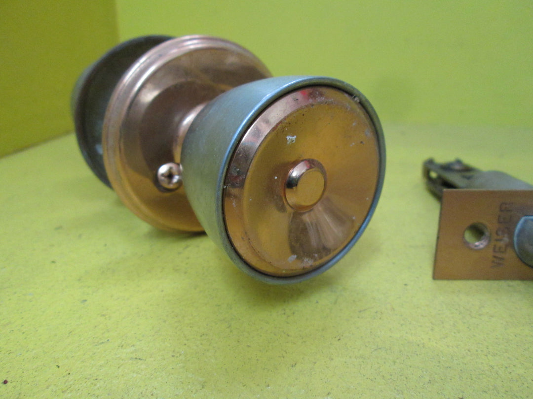 Conical Brush Chrome & Copper Effect Knob Handle and Mortice 48D  x 60H/65L x 30W/70 Axial