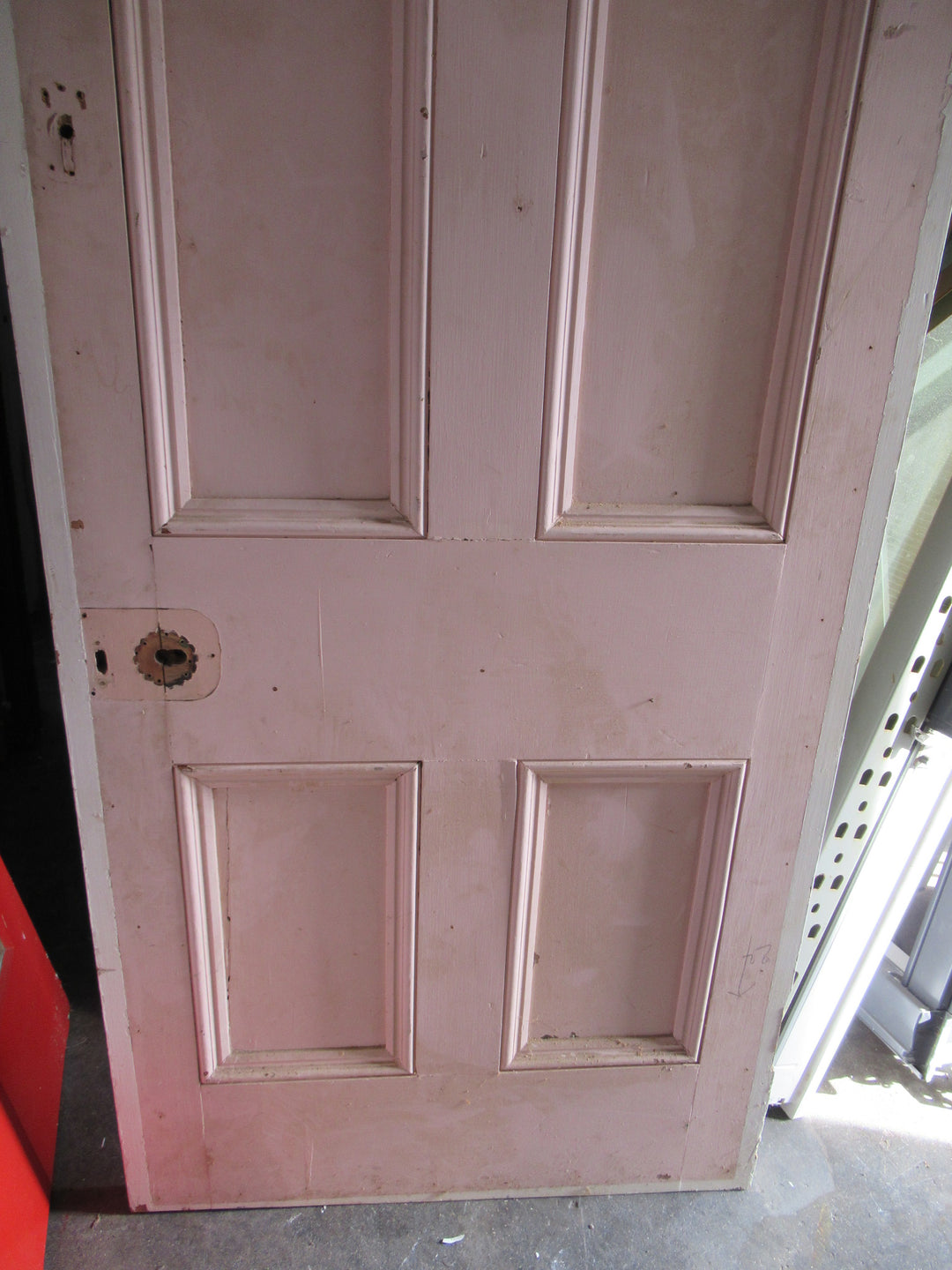 4 Panel Native Timber Statesman Door with Missing Moldings.  (CT)   2020H x 810W x 40D