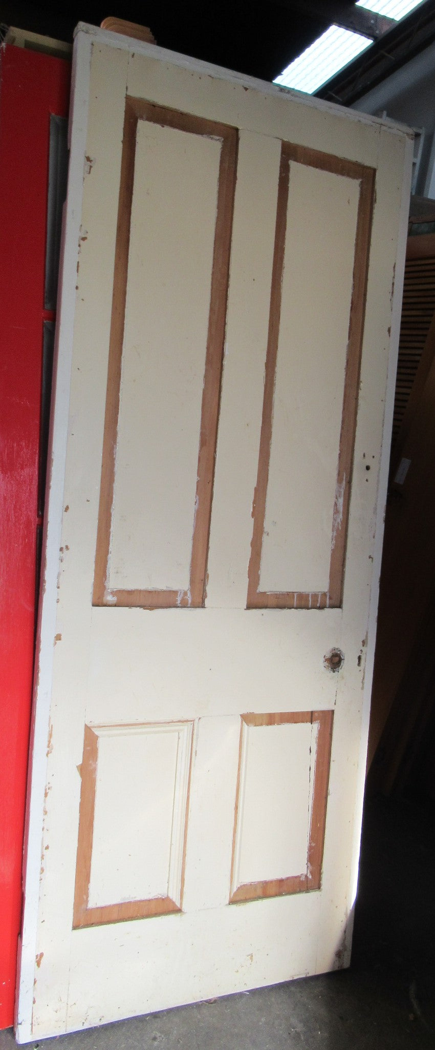 4 Panel Native Timber Statesman Door with Missing Moldings.  (CT)   2020H x 810W x 40D