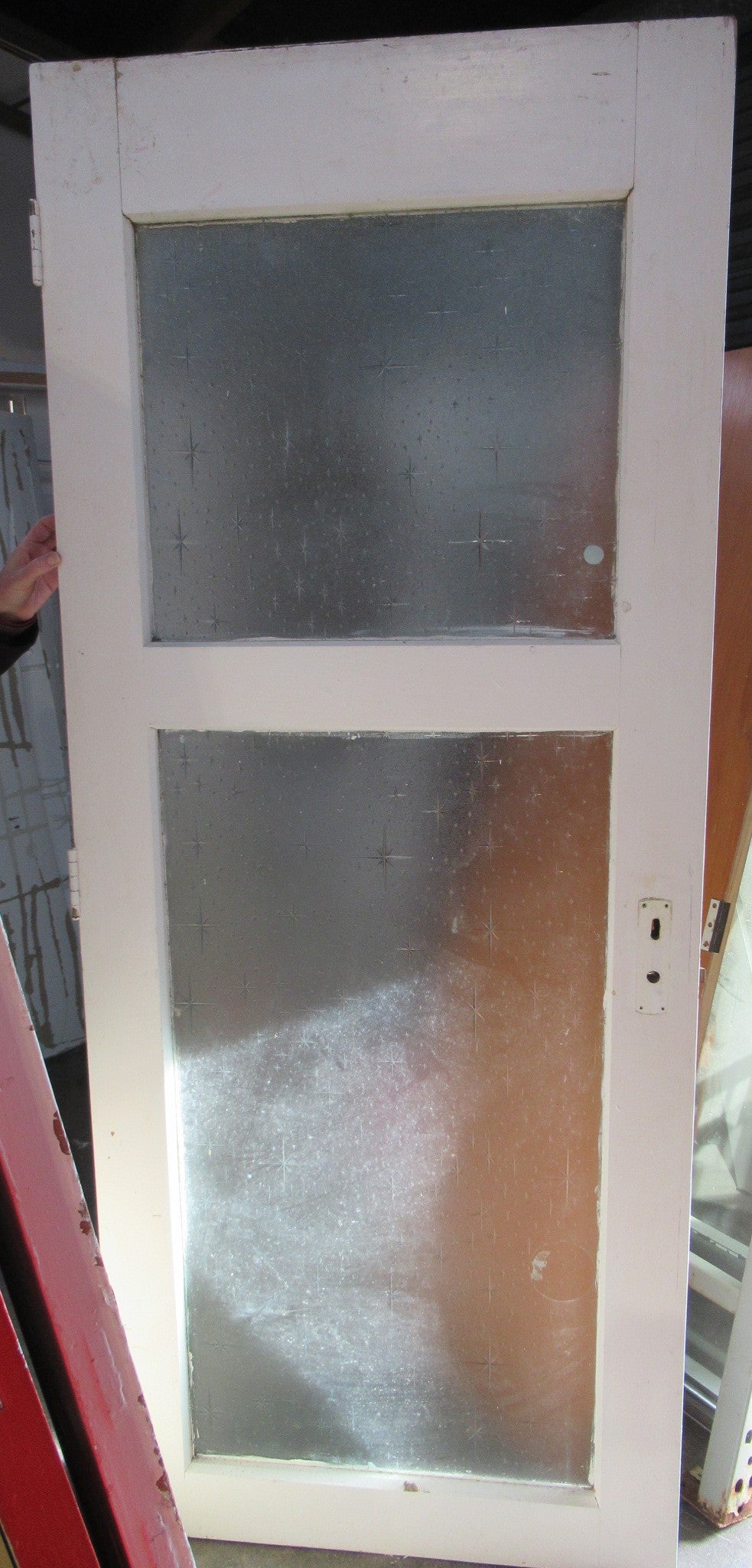 Paint Finish 2 Lite Native Timber & Star Burst Glass Entrance Door (CT)  1990H x 805W x 40D