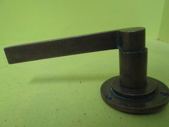Art Deco Solid Brass Lever Handle on Circular Plate