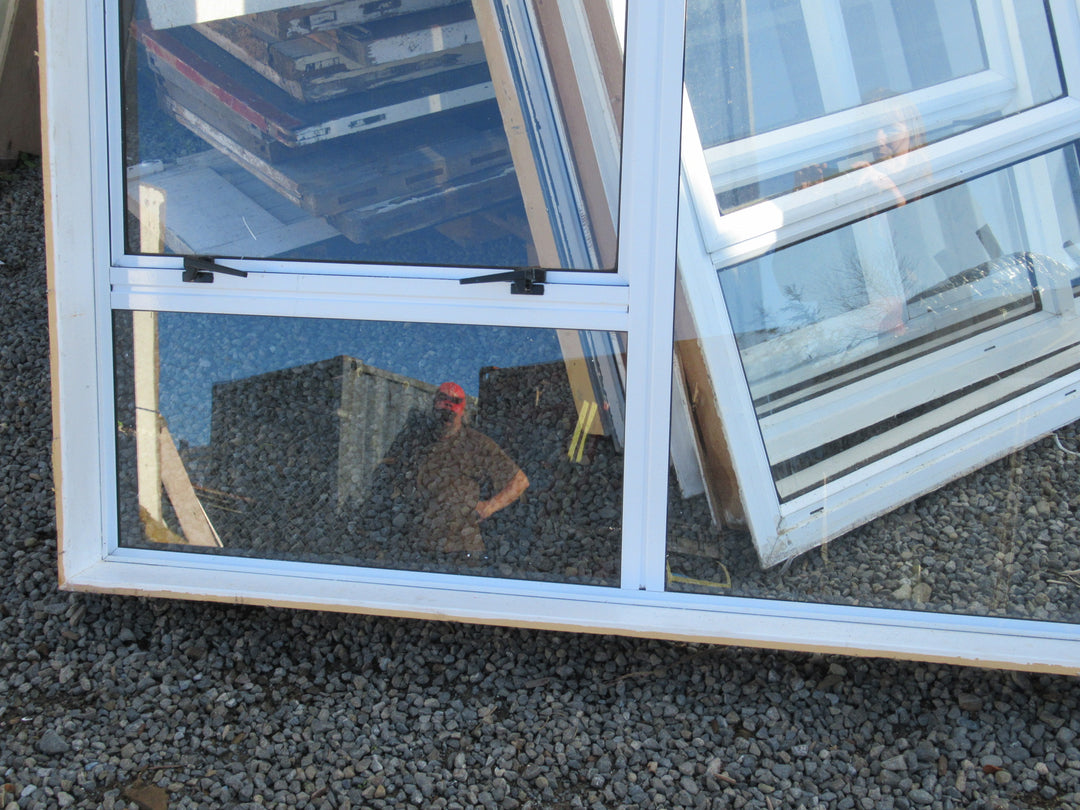 White 3 Lite Aluminium Window with 1 Lite Opening 1400H x 1600W x 140D