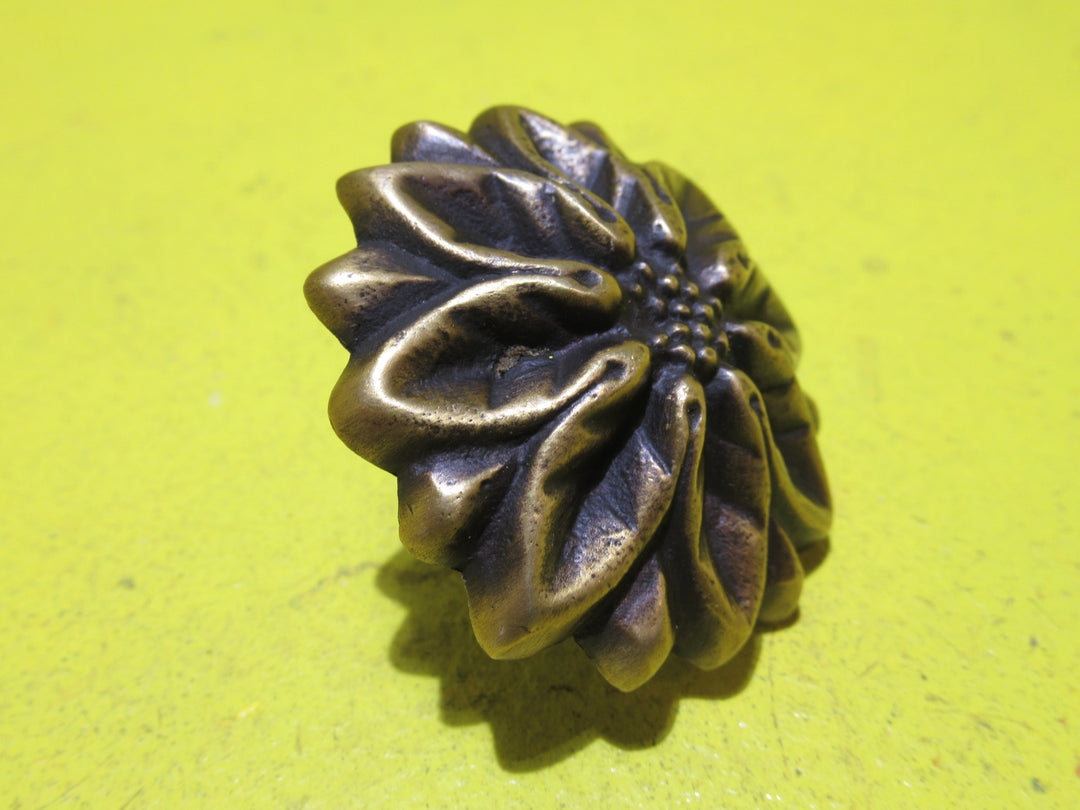 Brass Gothic Style Flower Drawer Pulls    55 Dia x 35D