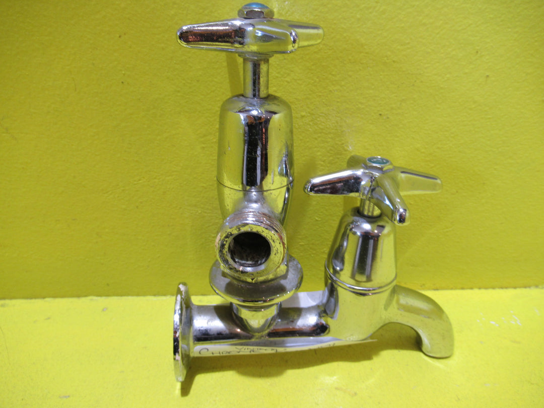 Vintage Chrome Kowhai Double Cold/Hot Laundry Tap   170H x 150D x 65W